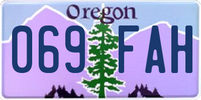 OR license plate 069FAH