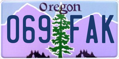OR license plate 069FAK