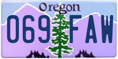 OR license plate 069FAW