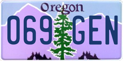 OR license plate 069GEN