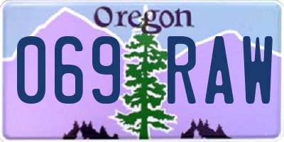 OR license plate 069RAW