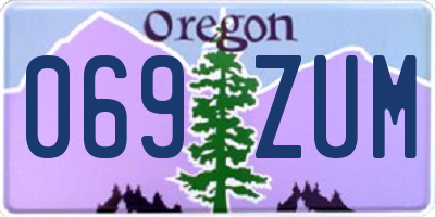 OR license plate 069ZUM