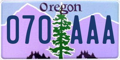 OR license plate 070AAA