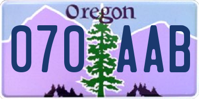 OR license plate 070AAB
