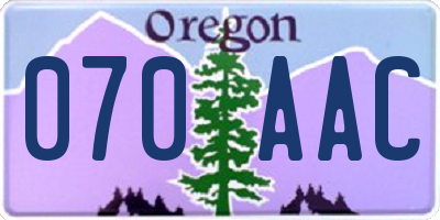 OR license plate 070AAC