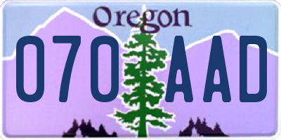 OR license plate 070AAD