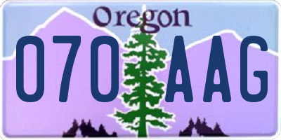 OR license plate 070AAG
