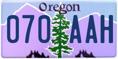 OR license plate 070AAH