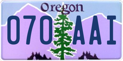 OR license plate 070AAI