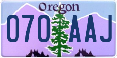 OR license plate 070AAJ