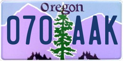 OR license plate 070AAK