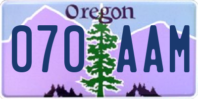 OR license plate 070AAM