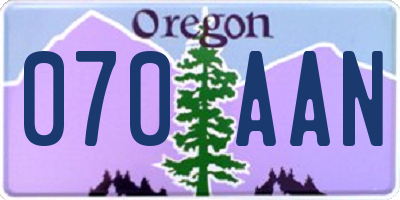 OR license plate 070AAN