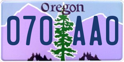 OR license plate 070AAO