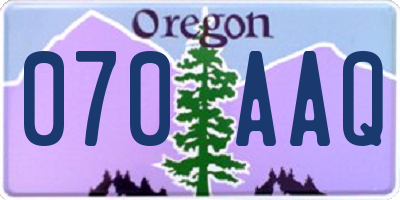 OR license plate 070AAQ