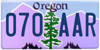 OR license plate 070AAR