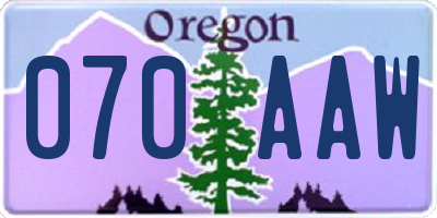 OR license plate 070AAW