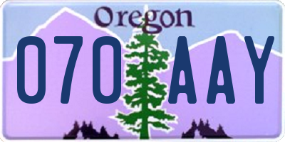 OR license plate 070AAY
