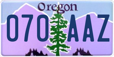 OR license plate 070AAZ