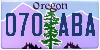 OR license plate 070ABA