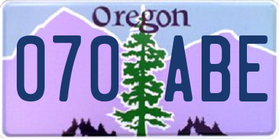 OR license plate 070ABE