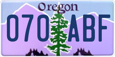 OR license plate 070ABF