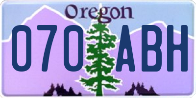 OR license plate 070ABH