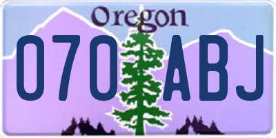 OR license plate 070ABJ