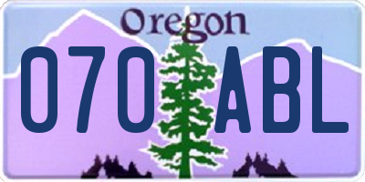 OR license plate 070ABL