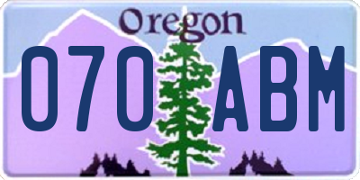 OR license plate 070ABM