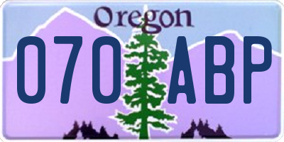 OR license plate 070ABP