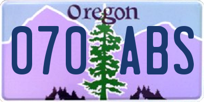 OR license plate 070ABS