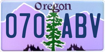 OR license plate 070ABV