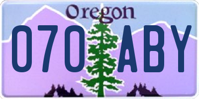 OR license plate 070ABY