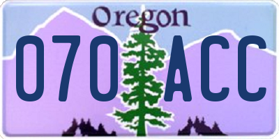 OR license plate 070ACC