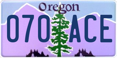 OR license plate 070ACE