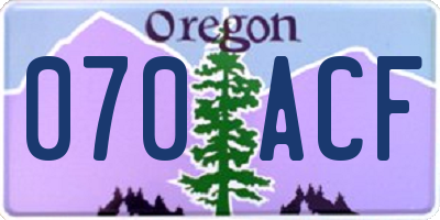 OR license plate 070ACF