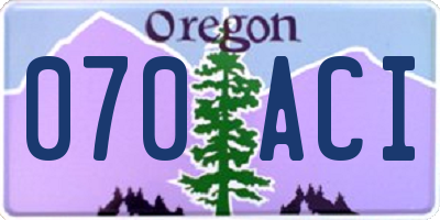 OR license plate 070ACI