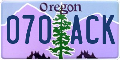 OR license plate 070ACK