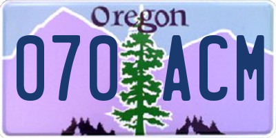 OR license plate 070ACM
