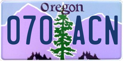 OR license plate 070ACN