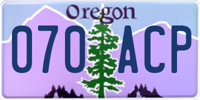 OR license plate 070ACP