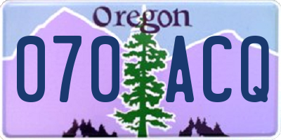 OR license plate 070ACQ