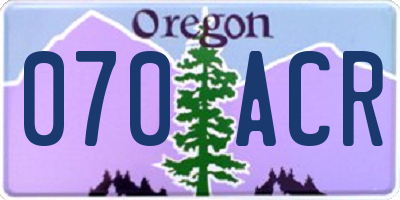 OR license plate 070ACR
