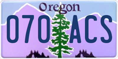 OR license plate 070ACS
