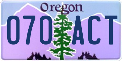 OR license plate 070ACT