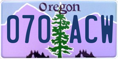 OR license plate 070ACW
