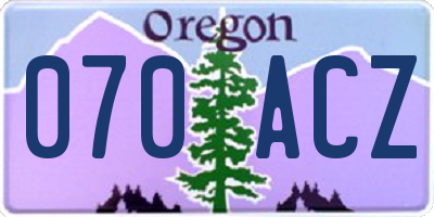 OR license plate 070ACZ