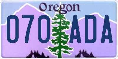 OR license plate 070ADA