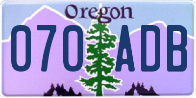 OR license plate 070ADB